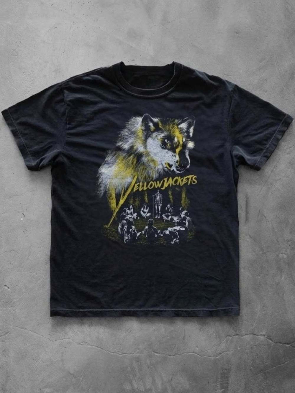 Graphic Dog T-Shirt - Black with Yellow Print